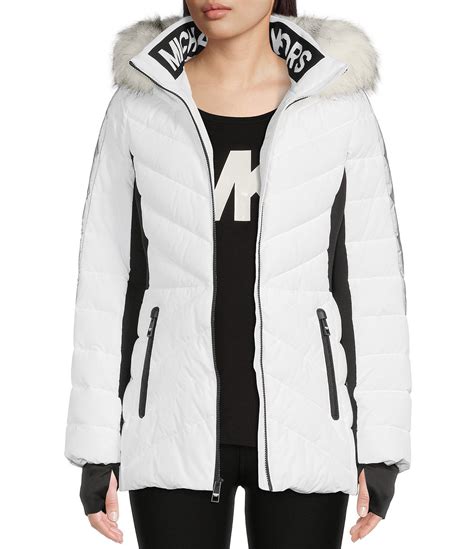 michael kors white fur coat|michael kors military coats.